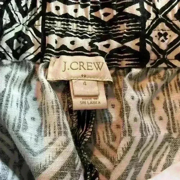 J.Crew Black/White Aztec Print Linen Blend Pull On Shorts Size 4 - Picture 5 of 6